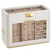 Large Jewelry Box, Vertical Jewelry Organizer with Glass Windows, Jewelry Pou...