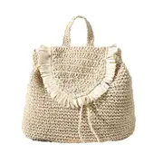 Bohemian beach bags, summer handmade crochet straw woven backpack