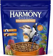 HARMONY Dried Mealworms, 220g – Wild Bird Food Ideal for Finches & Poultry – Bird Treat to Attract Wild Birds – Bird Feed to Supplement Regular Diet – Rich in Protein, Minerals & Fatty Acids