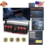 12V Waterproof Rocker Switch Panel with USB Charger & LED Voltmeter for Cars