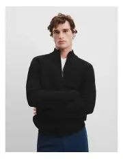 [Country Road] Australian Cotton Half Zip Knit in Black