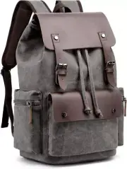 Vintage Canvas Backpack for Men & Women,Denim Rucksack for Travelers