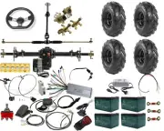 Full Kit 860mm Differential Go Kart Trike Rear Axle Kit Electric Motor 48v 1000w