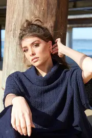 Roll Neck Knit Poncho--TOR-5020633