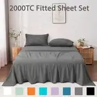 2000TC bed Fitted Flat Sheet Pillowcase Set Single/KS/Double/Queen/King Soft AU