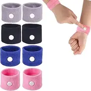 MAIHUO 8 Pcs Travel Sickness Bands,Sea Band,Motion Nausea Bands,4 colours Wristbands(Black, Grey, Blue and Pink)