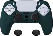 PlayVital Racing Green Pure Series Anti-Slip Silicone Cover Skin for ps5 Controller, Soft Rubber Case for ps5 Wireless Controller with Black Thumb Grip Caps