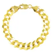 Mens 14k Yellow Gold Solid 11.5mm Cuban Curb Link Chain Bracelet 7.5" 8" 8.5" 9"
