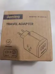 European Travel Plug Adapter with USB, Retractable Plug, 3 AC Outlets 3 USB Port