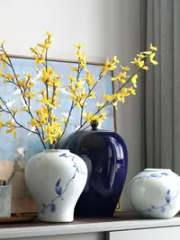 在飛比找樂天市場購物網優惠-陶瓷青花瓷花瓶擺件中國風新中式 手繪臘梅景德鎮花器