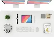 K KNODEL Leather Desk Mat, Office Desk Pad, Large Mouse Pad, Keyboard Pad, Computer and Laptop Mat for Desk, Desk Protector, Desktop Mat for Writing, Desk Blotter and Cover (120x60cm, White)