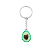 6 Pcs Cute Fruit Jewelry Avocado Heart-shaped Handmade Shree-dimensional Soft Ceramic Keychain
