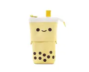 Convenient Pen Case Decorative Canvas Cartoon Shape Folding Stationery Organizer Box for Home-Yellow
