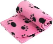 HiSurprise Pet Dog Cat Puppy Kitten Soft Blanket Doggy Warm Bed Mat Paw Print Cushion (Pink)