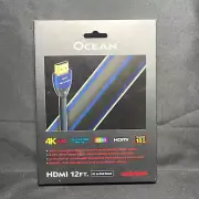 AUDIOQUEST OCEAN HDMI 12FT 4K ULTRA HD HDR 3D ETHERNET ARC EXCEEDS 18G BPS