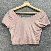 New Hyfve Cropped Top Women S Small Gray Short Sleeve Round Neck Rayon Casual