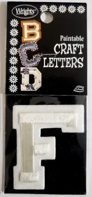 WRIGHTS 2-inch Iron-On Paintable Embroidered CRAFT LETTERS - WHITE-F