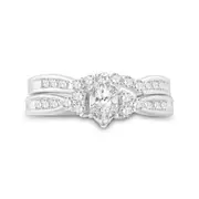 14k White Gold Marquise Diamond Bridal Wedding Ring Set 1/2 Cttw (Certified)