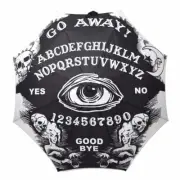 Kreepsville 666 Skull Handle Go Away Ouija Spirit Board Gothic Umbrella HWSHUGA