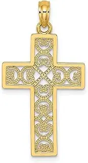 [JewelryWeb] Gold Sqr Religious Faith Cross X Lace Center 30x17mm Wide
