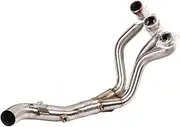 daili store Motorcycle Exhaust Pipe Titanium Alloy Stainless Exhaust Connect Link Pipe Header Tube Slip On Compatible With Yamaha FZ09 MT09(C Stainless)