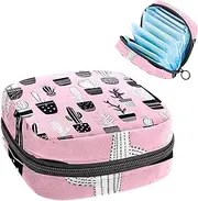 Period Bag,Sanitary Napkin Storage Bag,Black Plant Pink Background,Tampon Bag for Purse