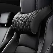Comfortable Car Pillow Neck Suppor PU Leather Lumbar Waist Support for fit for Se-at Memory Backrest Headrest Cushion Auto Gadget Styling (Color : Brown-Pillow) (Color : Blackneckpillow)