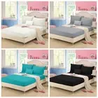 Solid Color Fitted Sheet Set Queen King Size Bedding Protector Pillowcase New