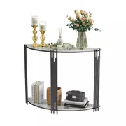 Fin Ornate Half-Moon Slate Console Table 2Tier Narrow Entryway Table W Storage Shelf