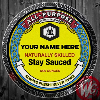 PAIR DJ Turntable Slipmats 12 inch - CUSTOM SAUCED SLIPMATS WITH YOUR NAME