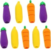 Operitacx Cute Pencil Caps 9pcs Eraser Pencil Extenders Carrot Banana Eggplant Classroom Decorative Tops