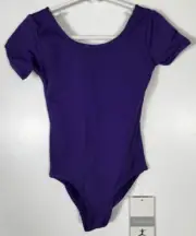 Danskin Dance Girls Size Small (4-6) Purple Short Sleeve Leotard NWT
