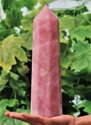 Polished 310MM Large Pink Rose Quartz Crystal Healing Chakra Stone Obelisk Tower