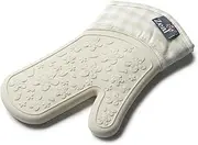 Zeal Silicone Heavy Duty Single Oven Mitt Glove, Cream (29 cm Long) - Gingham