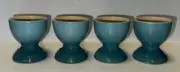 4 Le Creuset Footed Egg Cups 2 1/2" Caribbean Color Egg Holders NEW