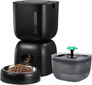 Pet Scene Pet Cat Feeder with 3L Food 2L Water Dispenser Dog Feeding Drinking Fountain Automatic Drinker Waterer Timed 10s Voice Recorder 4 Daily Meals Bowl
