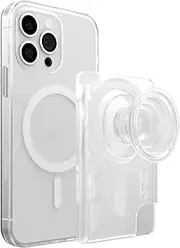 On The Grip Multi Functional Magnetic Phone Wallet with Expanding Phone Grip Kickstand Compatible with Magsafe Including Adapter Ring Phone Card Holder (Transparent)