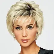 Fashionable short fluffy wig Modern Crop-Style Wig with Sweeping Fringe and Flawless Layers (Style1)