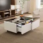 51" Smart Coffee Table with Fridge and Bluetooth Speakers White
