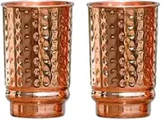 HealthGoodsIn - Hammered Pure Copper (99.74%) Tumbler Set of 2 | Traveller's Copper Mug for Serving Water | for Ayurveda Health Benefits (11.8 US Fluid Ounce)