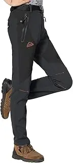 [Rdruko] Womens Waterproof Fleece Lined Trousers Winter Outdoor Ski Hiking Trouser Warm Work Trousers with Zip Pockets