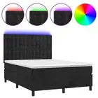 Box Spring Bed with Mattress & LED Black 153x203 cm Queen Size Velvet vidaXL