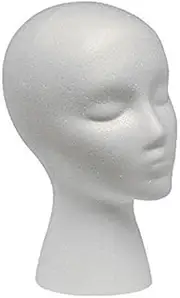 SNW Female Foam Head Model Mannequin Head Cap Wig Display Stand White