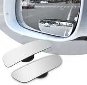 2 PCS Car Rearview Blind Spot Mirror, Adjustable High-definition Fan-shaped Mirror, Frameless Wide-angle Convex Mirror, Universal Auxiliary Mirror for Most Cars (Silver #Rectangular-shaped)