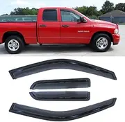 94101 Original Side Window Wind Deflector, 4pcs Out-Channel Tape-On Nice Rain Guards Set, Vent Visor fit for 2009-2018 Dodge Ram 1500;2019 Ram 1500 Classic Extended Cab Quad Cab