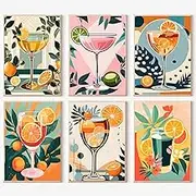 FQOVKYN 6 Pack Retro DIY Paint by Numbers Kits on Canvas, Acrylic Paint Kit Arts and Crafts for Adults, 11x8 inches