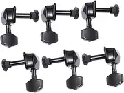 CIMAXIC 6pcs Mini Square Head Vintage Guitar Tuning Pegs Semi Closed Machine Heads for Electric Bass Durable Black Finish Essential Replacement for Enhanced Sound