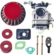 15mm Carburetor Carb Upgrade Kit Air Filter Manifold Inatake Pipe Inlet Alloy Stack FOR 2 Stroke 33cc 43cc 47cc 49cc 50cc 52cc Standup Gas Scooter ATV Quad Pocket Bike XG-550 BladeZ Moby X （Red）