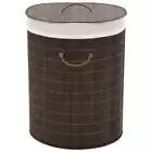 Lightweight Bamboo Laundry Bin Washing Cloth Hamper Storage Portable Dark Brown