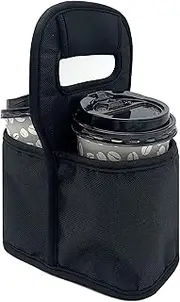 KOSTOO Portable Drink Carrier and Reusable Coffee Cup Holder for Hot or Cold Drinks, On-The-go Water Bottle Cup Caddy with Adjustable Elastic Fastening Strap